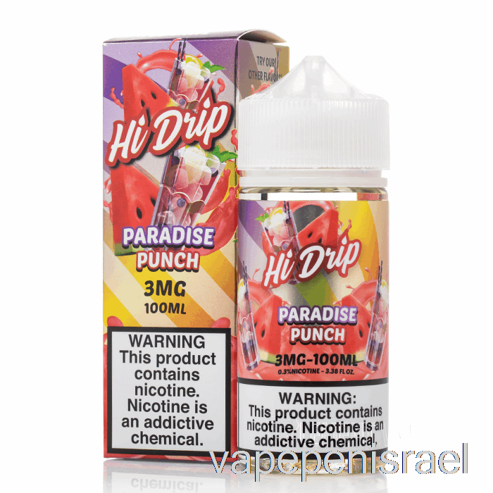 חד פעמי Vape Israel Paradise Punch - נוזלי אלקטרוניים עם טפטוף גבוה - 100 מ"ל 3 מ"ג